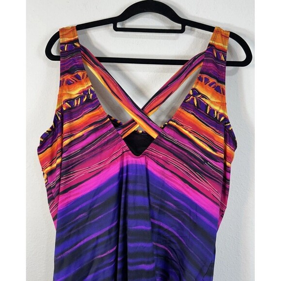 Catherines Square Neck Tummy Control One Piece Swimsuit Plus Size 30W - Picture 7 of 11